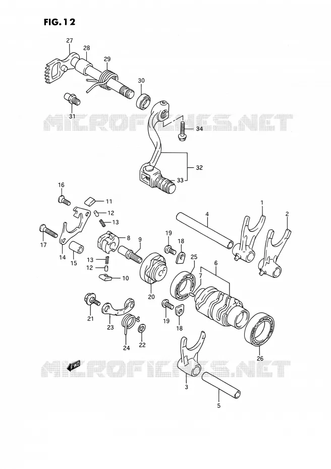 ENSEMBLE SELECTEUR DE VITESSES Suzuki MOTO 250 RMX 1994  RMX250 R (E03)