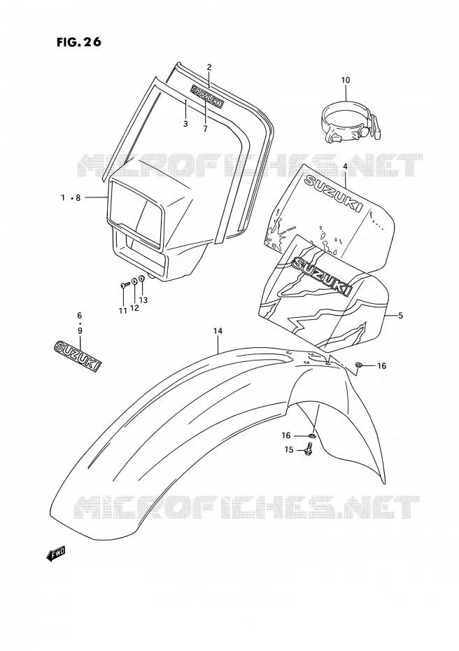 GARDE BOUE AVANT Suzuki MOTO 250 RMX 1994  RMX250 R (E03)