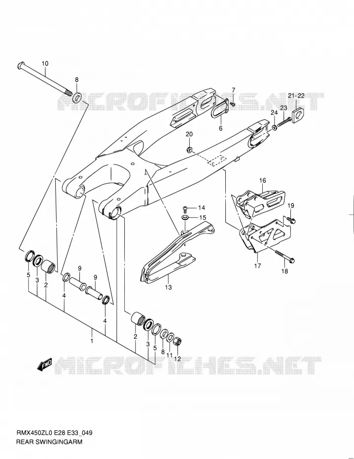 BRAS OSCILLANT ARRIERE Suzuki MOTO 450 RMX 2011  RMX450Z L0 (E03,E28,E33)