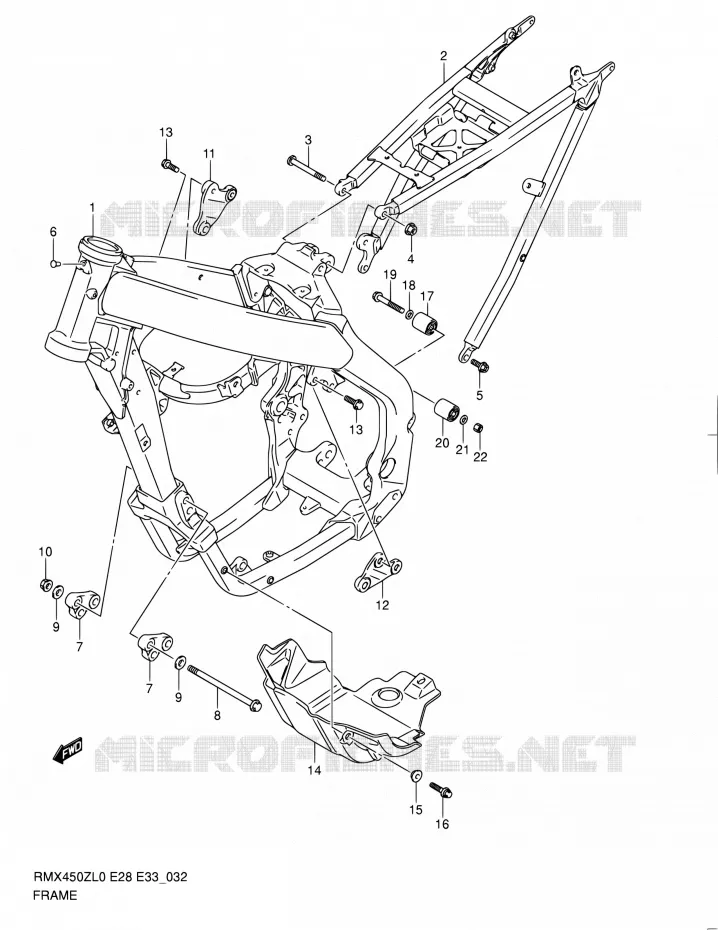 CADRE Suzuki MOTO 450 RMX 2012  RMX450Z L0 (E03,E28,E33)