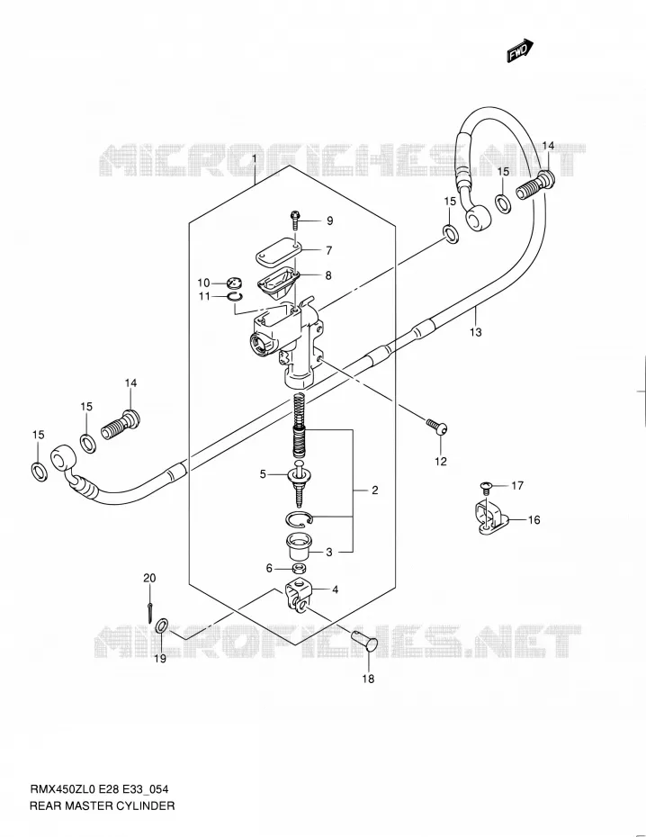 MAITRE CYLINDRE ARRIERE Suzuki MOTO 450 RMX 2012  RMX450Z L0 (E03,E28,E33)