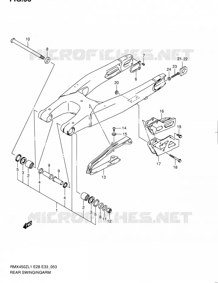 BRAS OSCILLANT ARRIERE Suzuki MOTO 450 RMX 2012  RMX450Z L1 (E03,E28,E33)