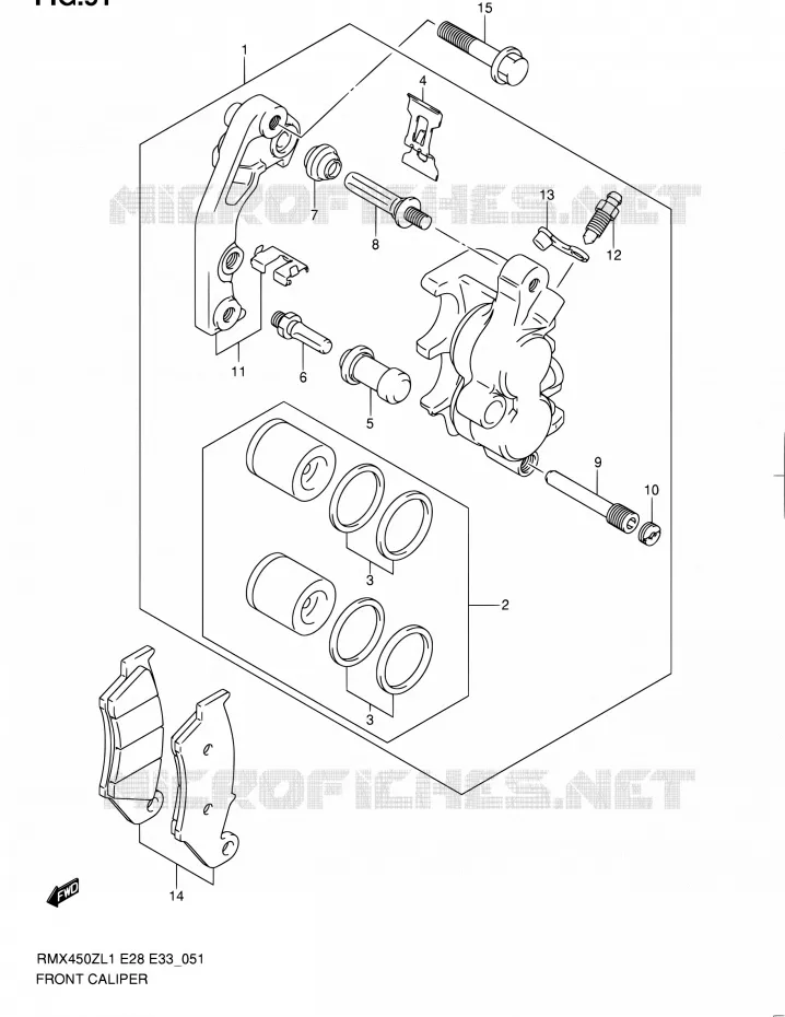 ETRIER DE FREIN AVANT Suzuki MOTO 450 RMX 2011  RMX450Z L1 (E03,E28,E33)