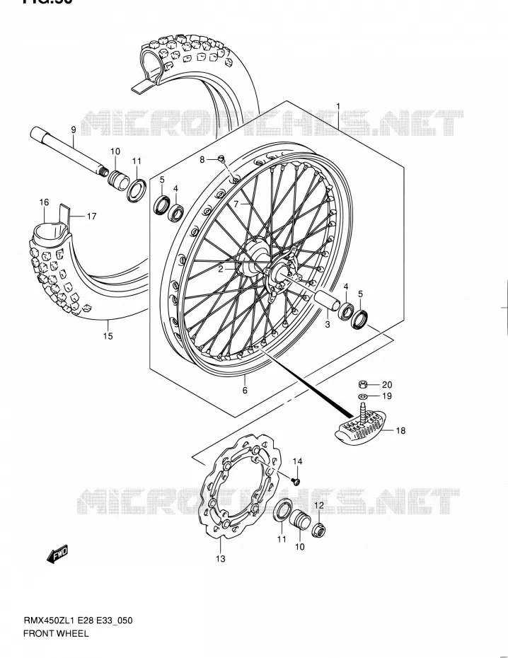 ROUE AVANT Suzuki MOTO 450 RMX 2011  RMX450Z L1 (E03,E28,E33)