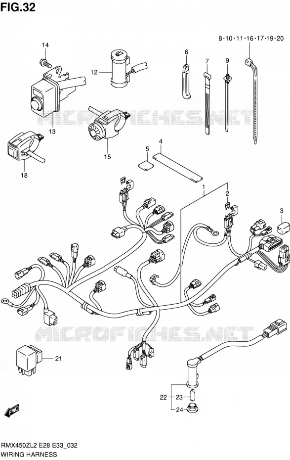FAISCEAU ELECTRIQUE Suzuki MOTO 450 RMX 2012  RMX450ZL2(E03,E28,E33)