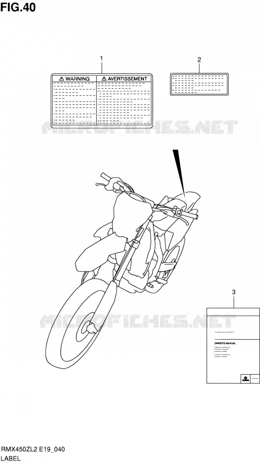 ETIQUETTE Suzuki MOTO 450 RMX 2012  RMX450ZL2(E19)