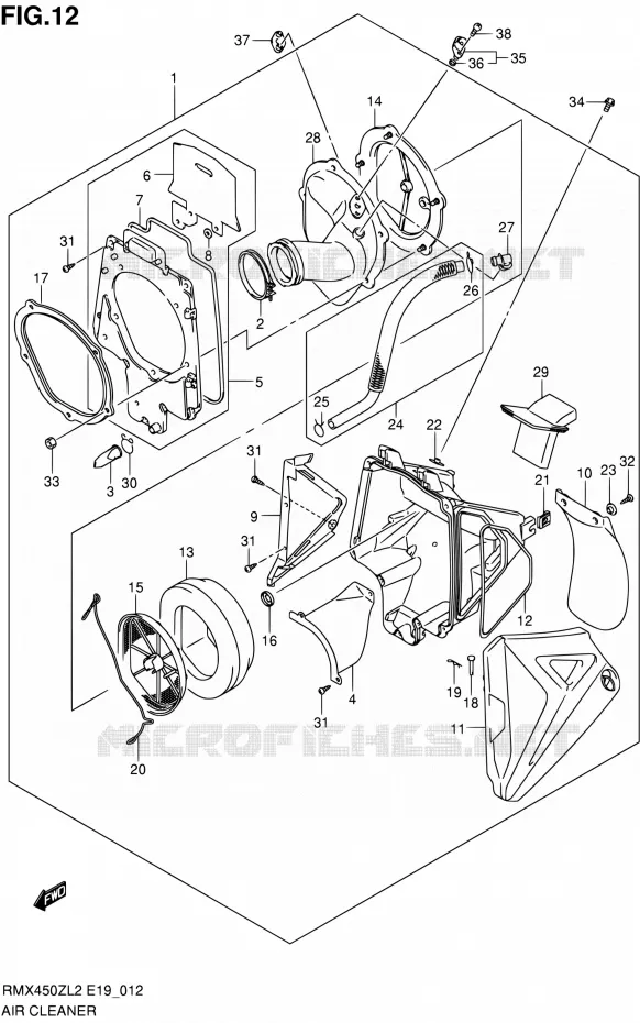 FILTRE A AIR Suzuki MOTO 450 RMX 2012  RMX450ZL2(E19)