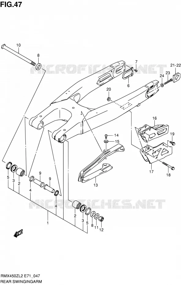 BRAS OSCILLANT ARRIERE Suzuki MOTO 450 RMX 2012  RMX450ZL2(E71)