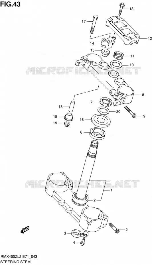 COLONNE DE DIRECTION Suzuki MOTO 450 RMX 2012  RMX450ZL2(E71)
