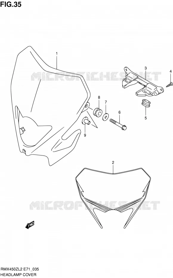 SUPPORT - CARENAGES DE PHARE Suzuki MOTO 450 RMX 2012  RMX450ZL2(E71)