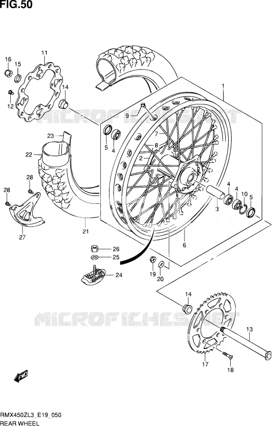 ROUE ARRIERE Suzuki MOTO 450 RMX 2012  RMX450Z L3 (E19)