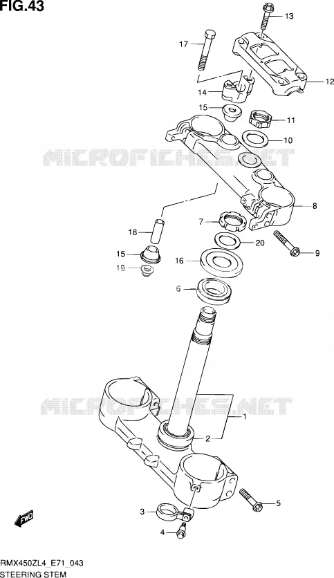 COLONNE DE DIRECTION Suzuki MOTO 450 RMX 2014  RMX450Z L4 (E71)