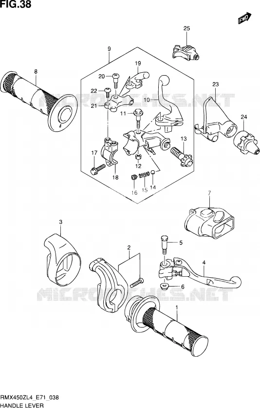 ENSEMBLE LEVIERS - POIGNEES Suzuki MOTO 450 RMX 2014  RMX450Z L4 (E71)