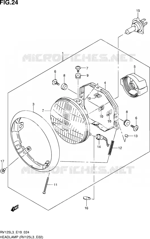 PHARE (RV125L3 E02) Suzuki MOTO 125 VAN-VAN 2015  RV125 L3 (E19)