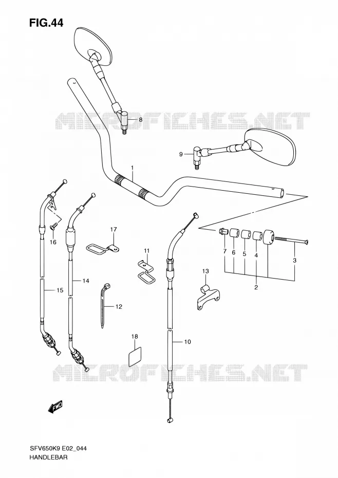 GUIDON Suzuki MOTO 650 GLADIUS 2009  SFV650 K9 (E02,E19)