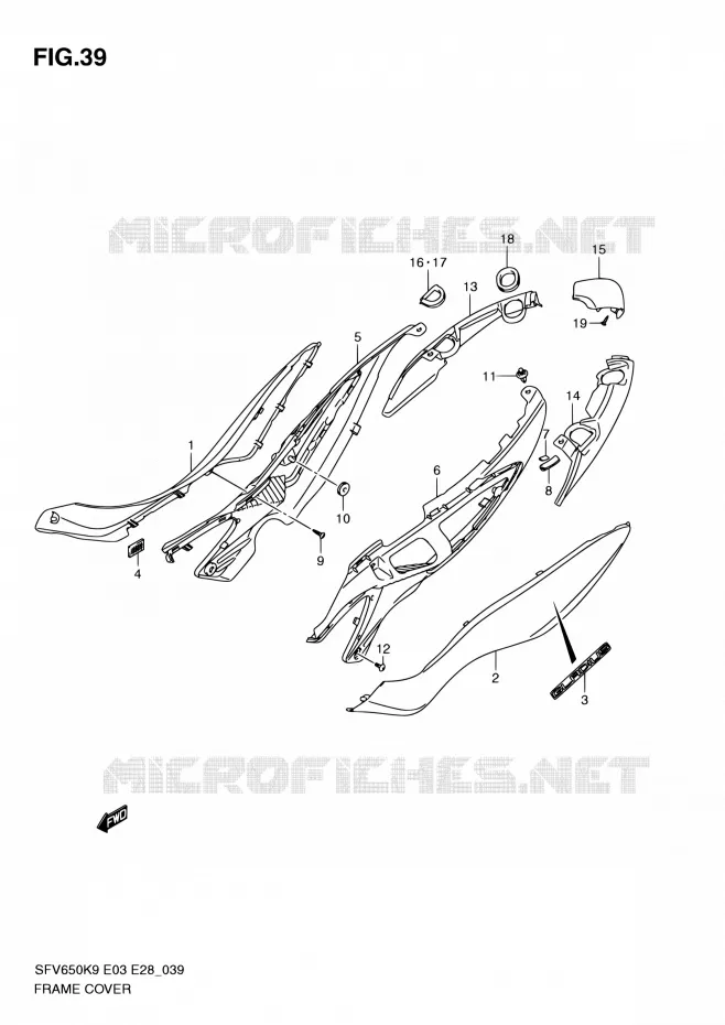 CARENAGES ARRIERE (MODEL K9) Suzuki MOTO 650 GLADIUS 2009  SFV650 K9 (E03,E28,E33)