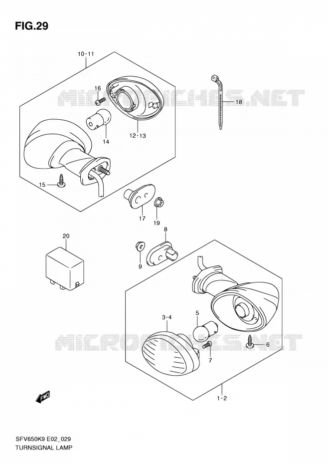 CLIGNOTANTS Suzuki MOTO 650 GLADIUS 2010  SFV650L0(E19)