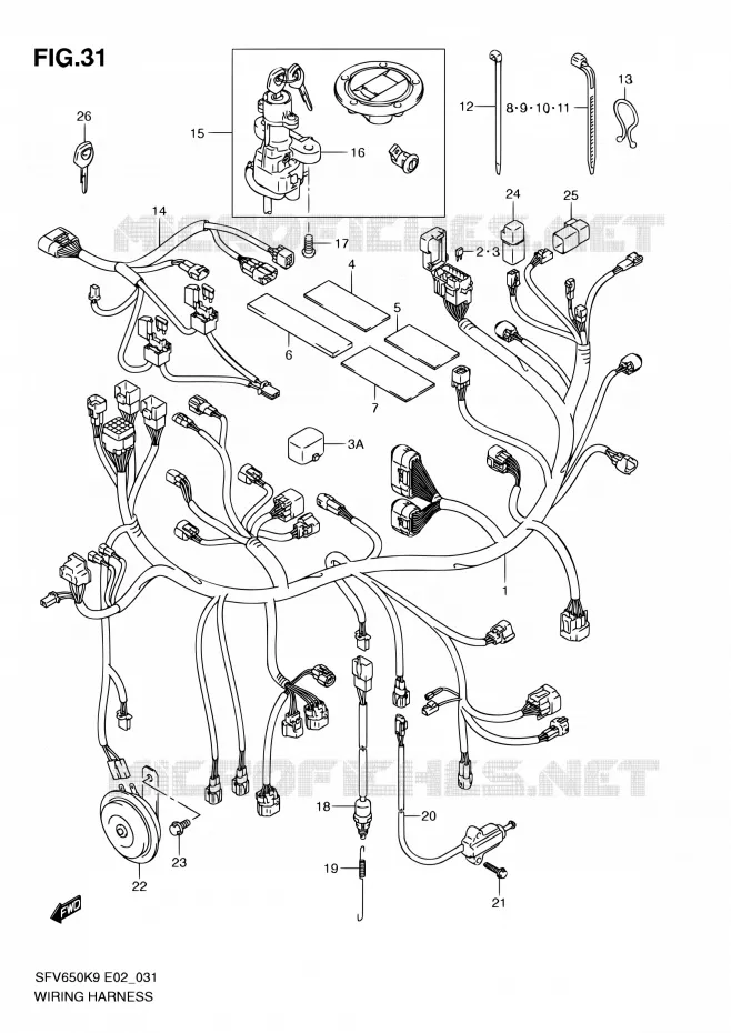 FAISCEAU ELECTRIQUE Suzuki MOTO 650 GLADIUS 2010  SFV650L0(E24)