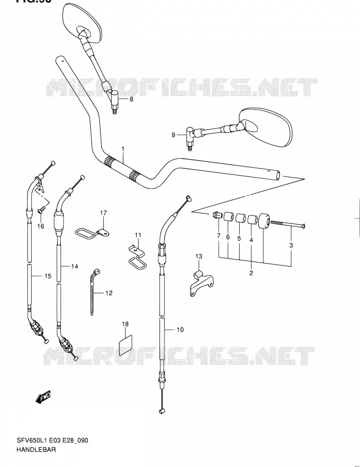 GUIDON (SFV650AL1 E33) Suzuki MOTO 650 GLADIUS 2011  SFV650 L1 (E03,E28,E33)