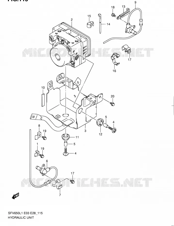 SYSTÈME ABS (SFV650AL1 E33) Suzuki MOTO 650 GLADIUS 2011  SFV650 L1 (E03,E28,E33)