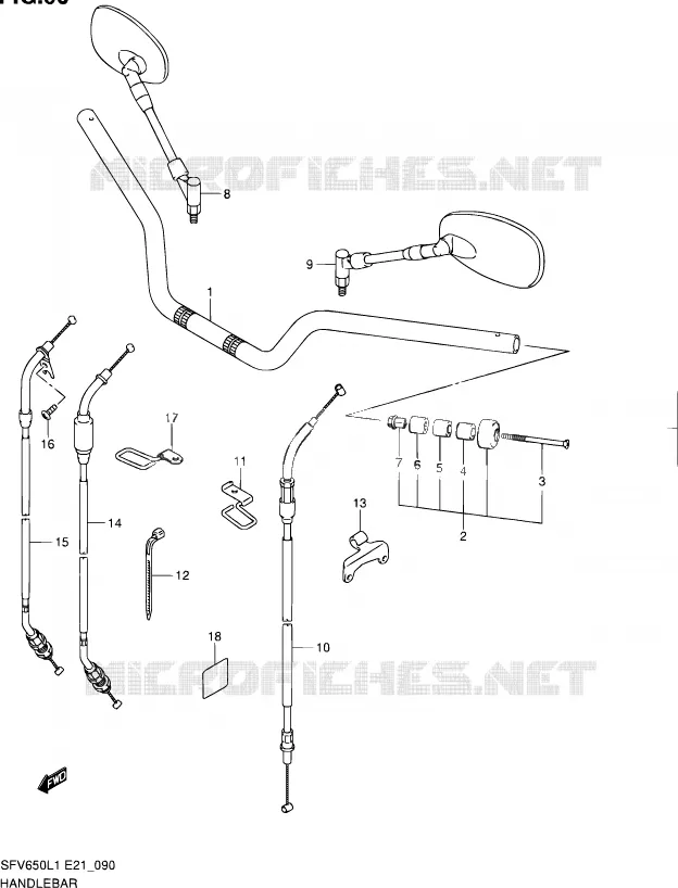 GUIDON (SFV650L1 E24) Suzuki MOTO 650 GLADIUS 2011  SFV650L1(E24)