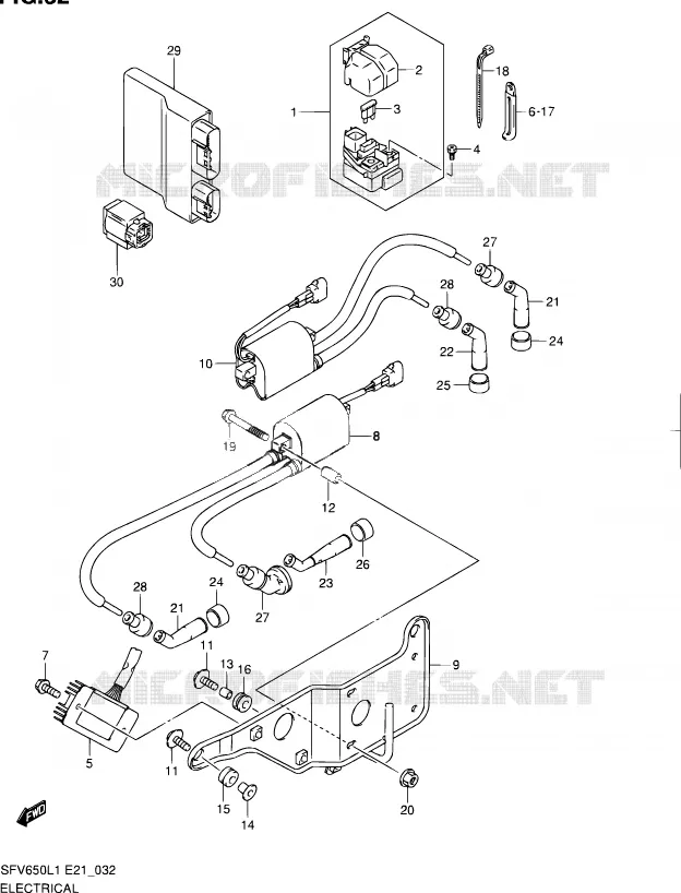 PARTIE ELECTRIQUE (SFV650L1 E24) Suzuki MOTO 650 GLADIUS 2011  SFV650L1(E24)