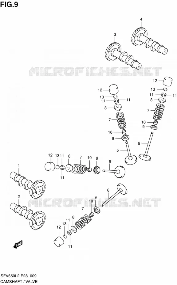ARBRE A CAMES - VALVE Suzuki MOTO 650 GLADIUS 2012  SFV650L2(E03,E28,E33)