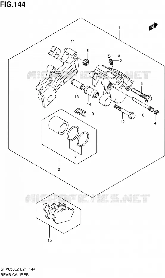 ETRIER DE FREIN ARRIERE (SFV650L2 E21) Suzuki MOTO 650 GLADIUS 2012  SFV650L2(E21)