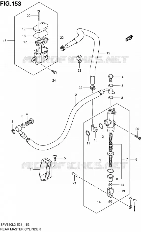MAITRE CYLINDRE ARRIERE (SFV650UL2 E24) Suzuki MOTO 650 GLADIUS 2012  SFV650L2(E21)