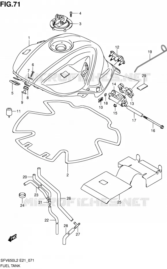 RESERVOIR D'ESSENCE (SFV650L2 E21) Suzuki MOTO 650 GLADIUS 2012  SFV650L2(E21)