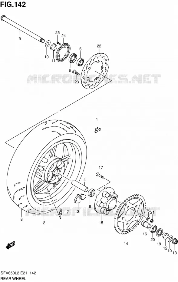 ROUE ARRIERE (SFV650AL2 E21) Suzuki MOTO 650 GLADIUS 2012  SFV650L2(E21)