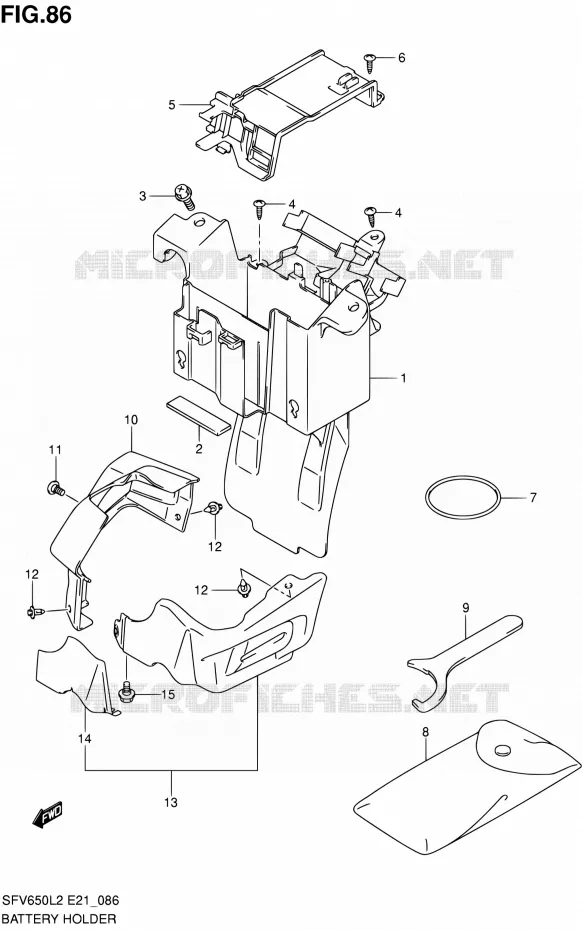 BAC A BATTERIE - OUTILS (SFV650UAL2 E21) Suzuki MOTO 650 GLADIUS 2012  SFV650L2(E24)