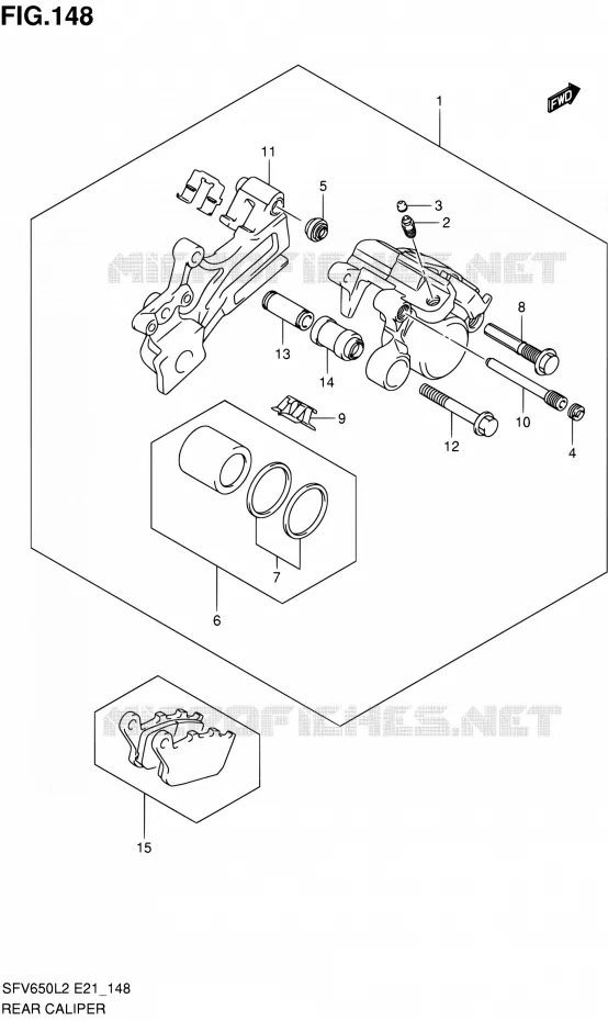 ETRIER DE FREIN ARRIERE (SFV650AL2 E21) Suzuki MOTO 650 GLADIUS 2012  SFV650L2(E24)