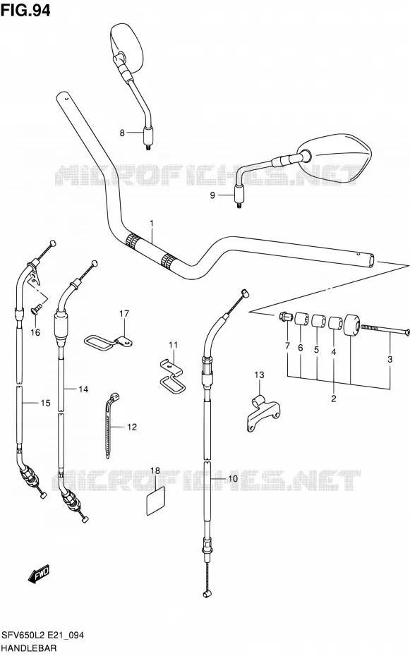 GUIDON (SFV650UAL2 E21) Suzuki MOTO 650 GLADIUS 2012  SFV650L2(E24)