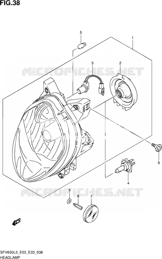 PHARE Suzuki MOTO 650 GLADIUS 2013  SFV650 L3 (E03,E28,E33)