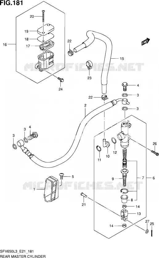 MAITRE CYLINDRE ARRIERE (SFV650L3 E21) Suzuki MOTO 650 GLADIUS 2013  SFV650 L3 (E21)