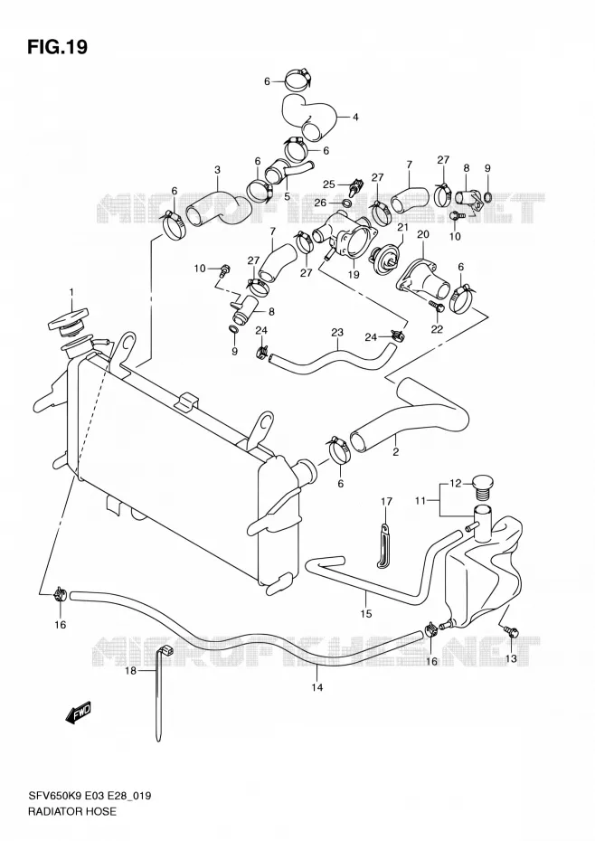 DURITE DE RADIATEUR Suzuki MOTO 650 GLADIUS 2010  SFV650A L0 (E03,E28,E33)