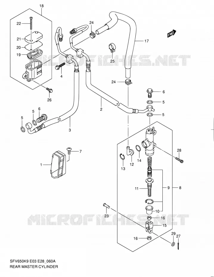 MAITRE CYLINDRE ARRIERE (SFV650AL0) Suzuki MOTO 650 GLADIUS 2010  SFV650A L0 (E03,E28,E33)