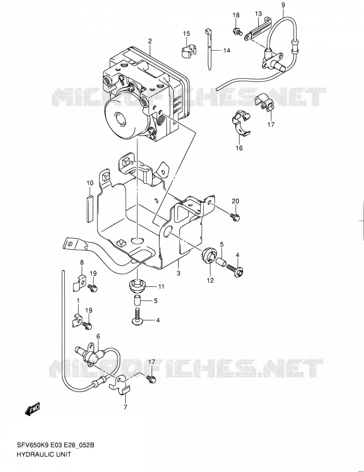 SYSTÈME ABS (SFV650AL0) Suzuki MOTO 650 GLADIUS 2010  SFV650A L0 (E03,E28,E33)