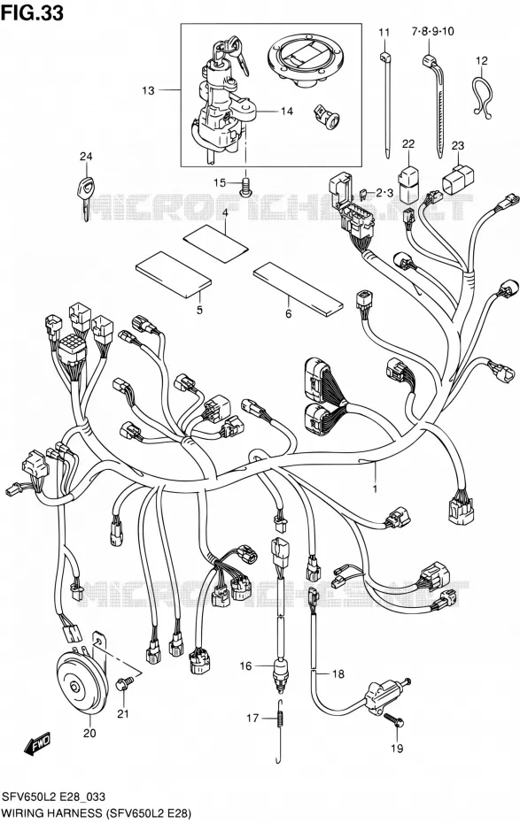 FAISCEAU ELECTRIQUE (SFV650L2 E28) Suzuki MOTO 650 GLADIUS 2012  SFV650AL2(E03,E28,E33)