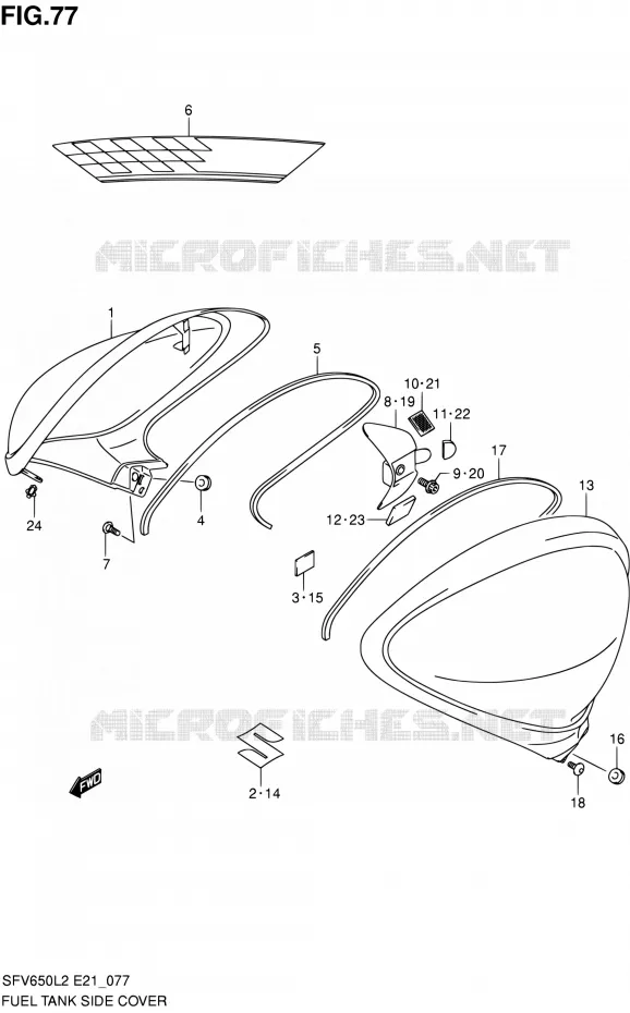 COUVRE RESERVOIR Suzuki MOTO 650 GLADIUS 2012  SFV650AL2(E21)
