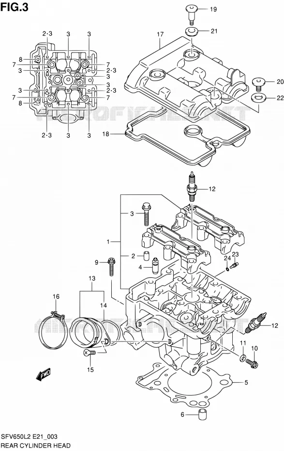 CULASSE ARRIERE Suzuki MOTO 650 GLADIUS 2012  SFV650AL2(E21)