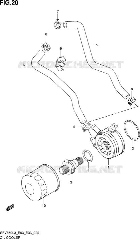 RADIATEUR D'HUILE Suzuki MOTO 650 GLADIUS 2013  SFV650A L3 (E03,E28,E33)