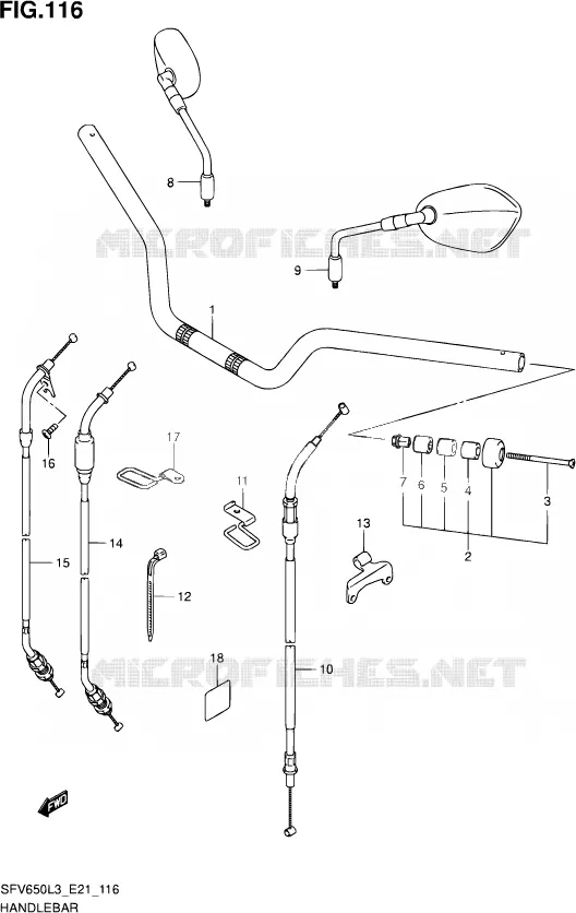 GUIDON (SFV650UL3 E21) Suzuki MOTO 650 GLADIUS 2015  SFV650A L3 (E21)