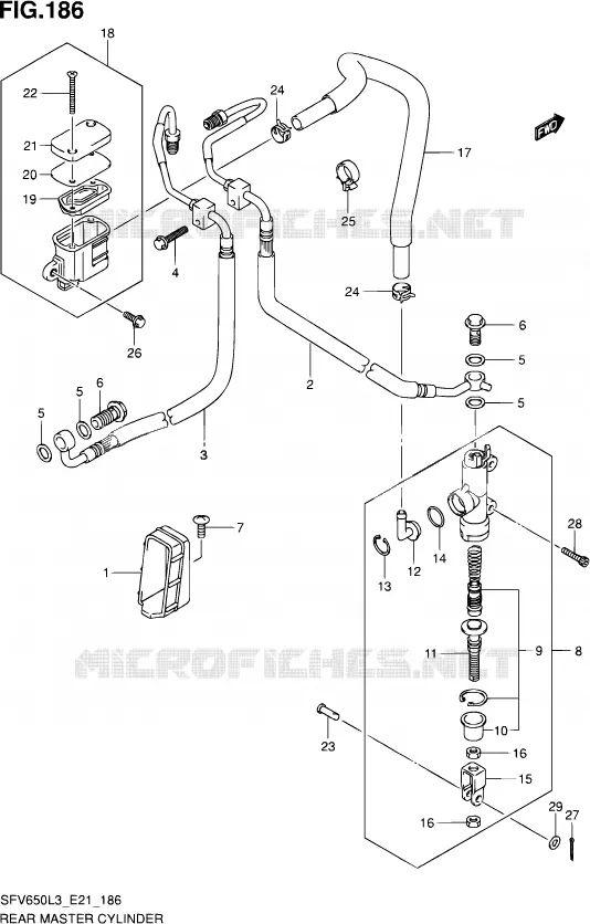 MAITRE CYLINDRE ARRIERE (SFV650AUEL3 E21) Suzuki MOTO 650 GLADIUS 2014  SFV650A L3 (E21)