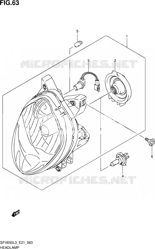 PHARE (SFV650AUEL3 E21) Suzuki MOTO 650 GLADIUS 2016  SFV650A L3 (E21)