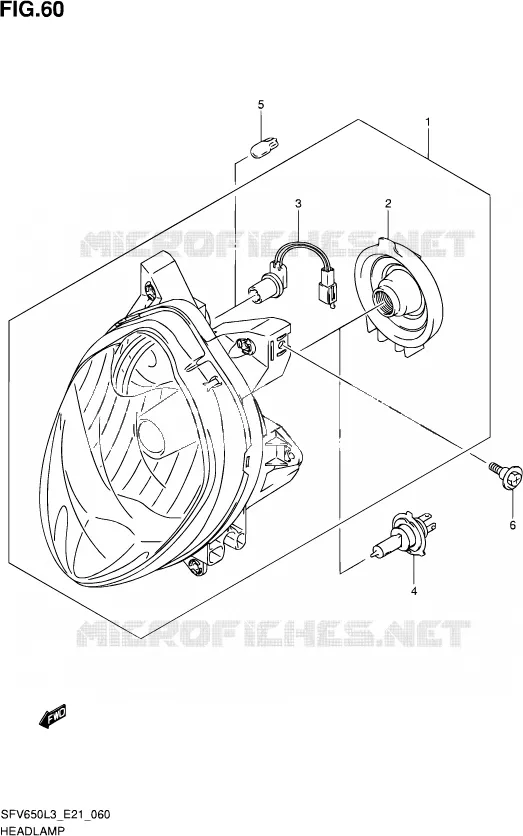 PHARE (SFV650UL3 E21) Suzuki MOTO 650 GLADIUS 2015  SFV650A L3 (E21)