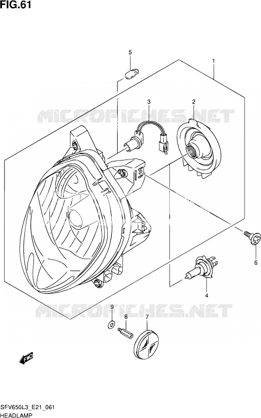 PHARE (SFV650UL3 E24) Suzuki MOTO 650 GLADIUS 2016  SFV650A L3 (E21)