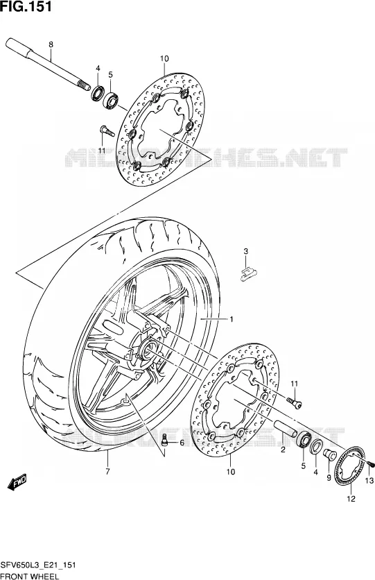 ROUE AVANT (SFV650AUEL3 E21) Suzuki MOTO 650 GLADIUS 2014  SFV650A L3 (E21)