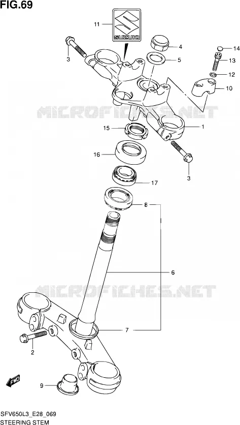 COLONNE DE DIRECTION Suzuki MOTO 650 GLADIUS 2013  SFV650A L3 (E28)